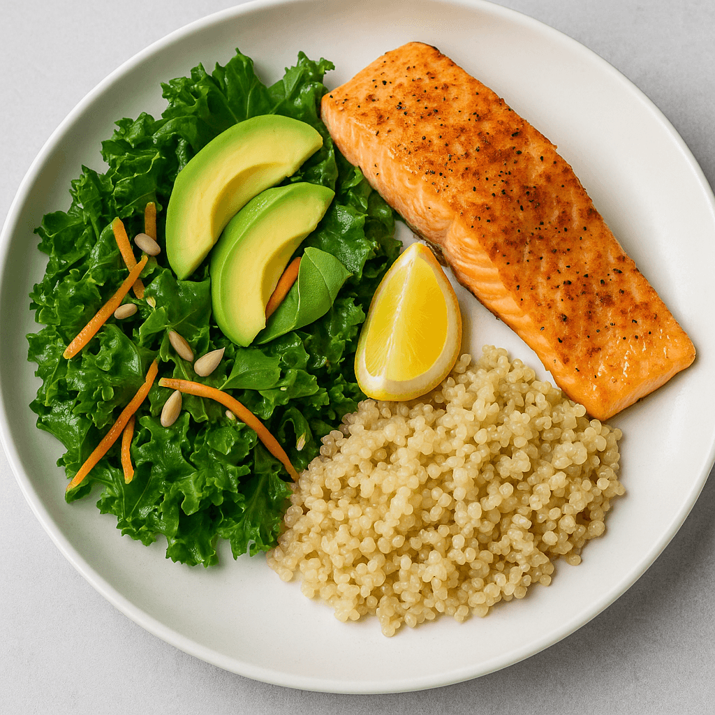 Read more about the article ⚾ Power Plate Recipe: Baked Salmon with Kale Salad & Quinoa
